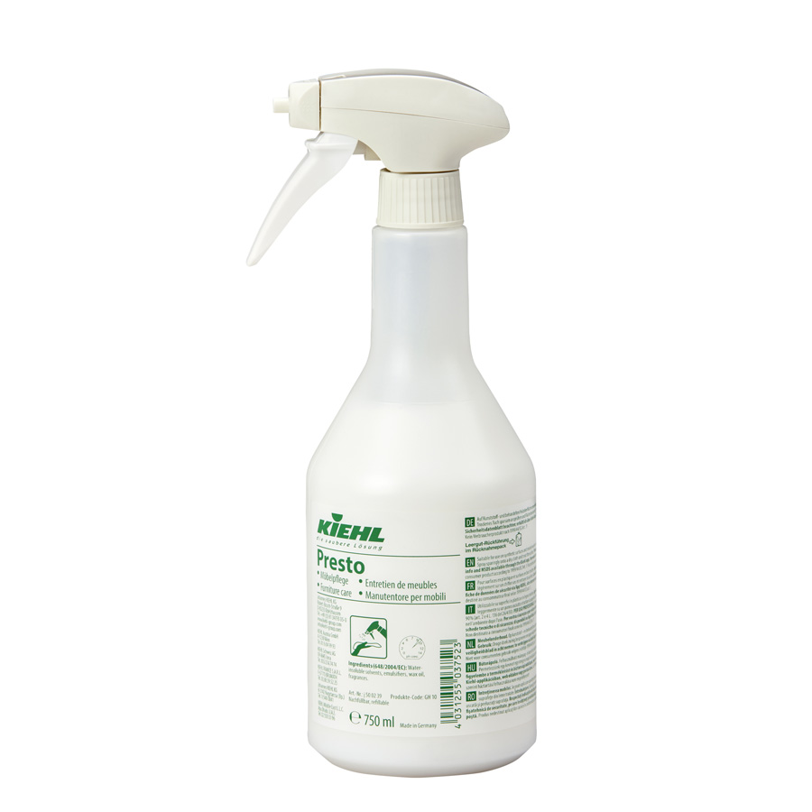 Kiehl Presto Möbelpflege Sprühflasche 750 ml mit weißem Etikett für professionelle Möbelreinigung und Pflege