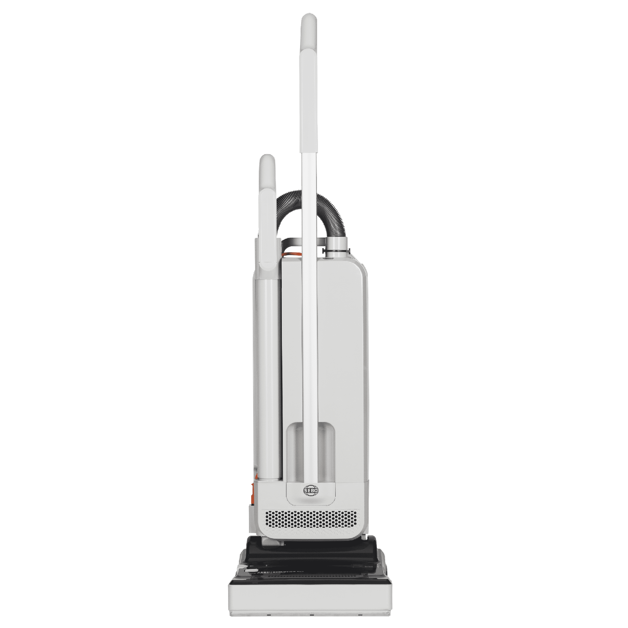 Sebo Evolution 320 Bürstsauger Seitenansicht Sebo Evolution 320 Bürstsauger in Seitenansicht mit Saugschlauch