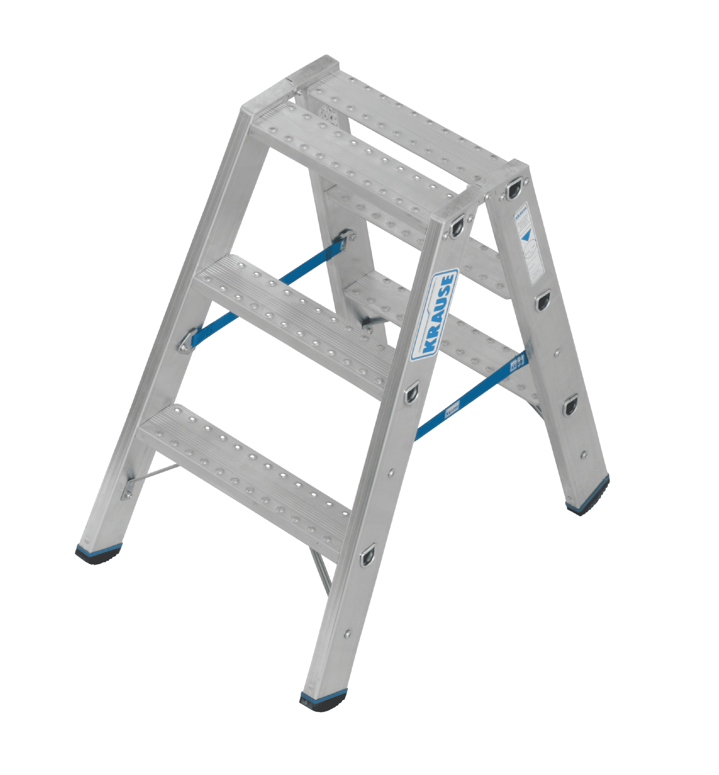 KRAUSE Stufenleiter mit drei Stufen KRAUSE Aluminium-Stehleiter mit drei Stufen und Sicherheitsfunktionen.