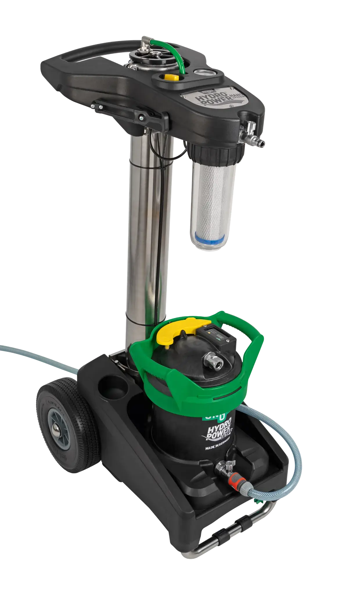 Unger HydroPower Reinwasser-Reinigungssystem Unger HydroPower Reinwasserreinigungssystem mit Filtergehäuse und mobiler Tankeinheit für die professionelle Glasreinigung