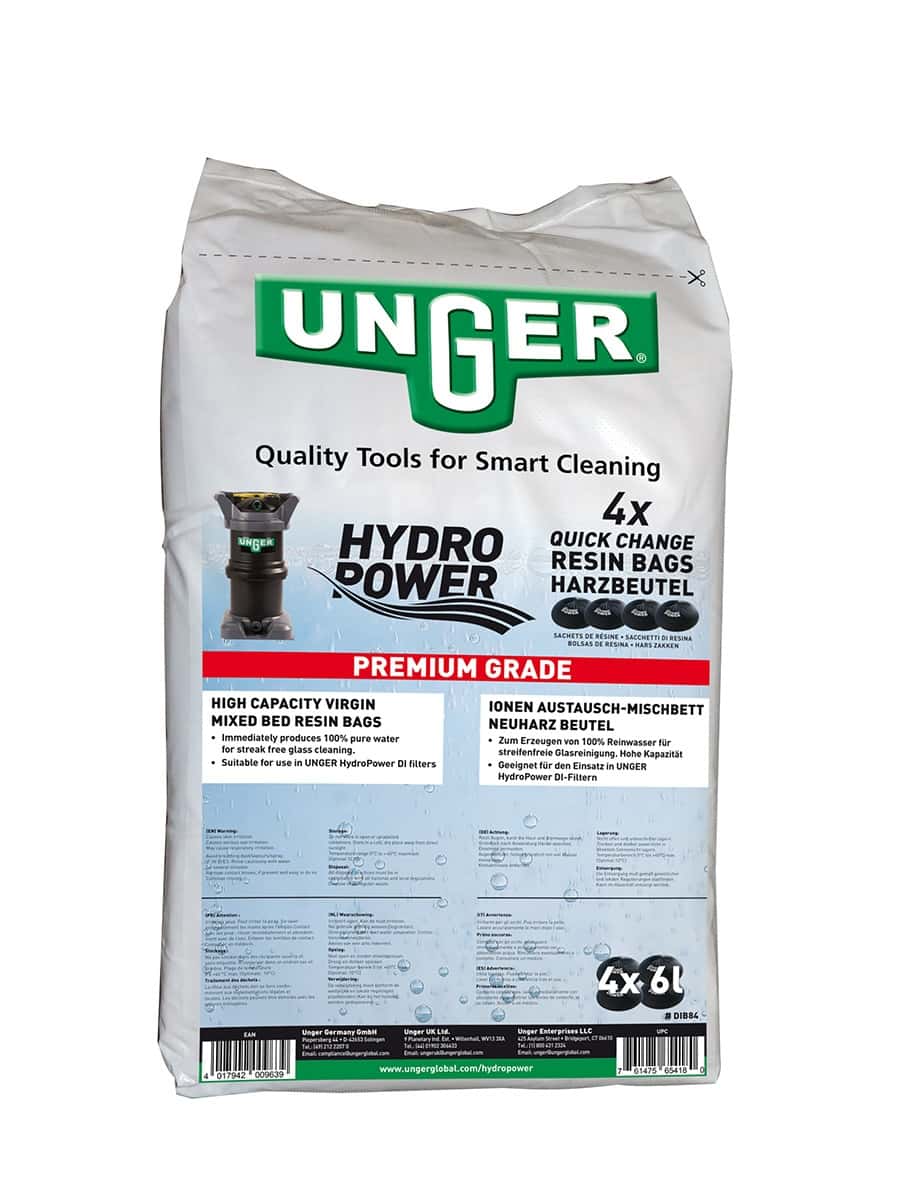 UNGER HydroPower Quick Change Resin Bags, 4x Harzbeutel für DI-Filter, Premium Grade, 6 Liter pro Beutel UNGER HydroPower Quick Change Resin Bags, 4x Harzbeutel für DI-Filter, Premium Grade, 6 Liter pro Beutel