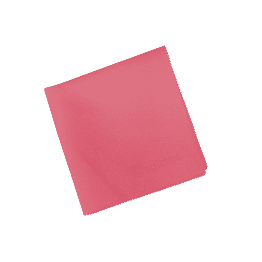 Magictex Rosa Mikrofaser-Reinigungstuch Quadratisches rosafarbenes Magictex-Mikrofaser-Reinigungstuch mit strukturierter Kante für die professionelle Oberflächenreinigung und Staubentfernung