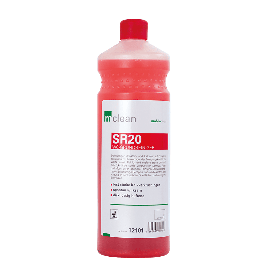 mclean SR20 Toilettenreinigerflasche mclean SR20 WC-Grundreiniger in roter Flasche mit Etikett