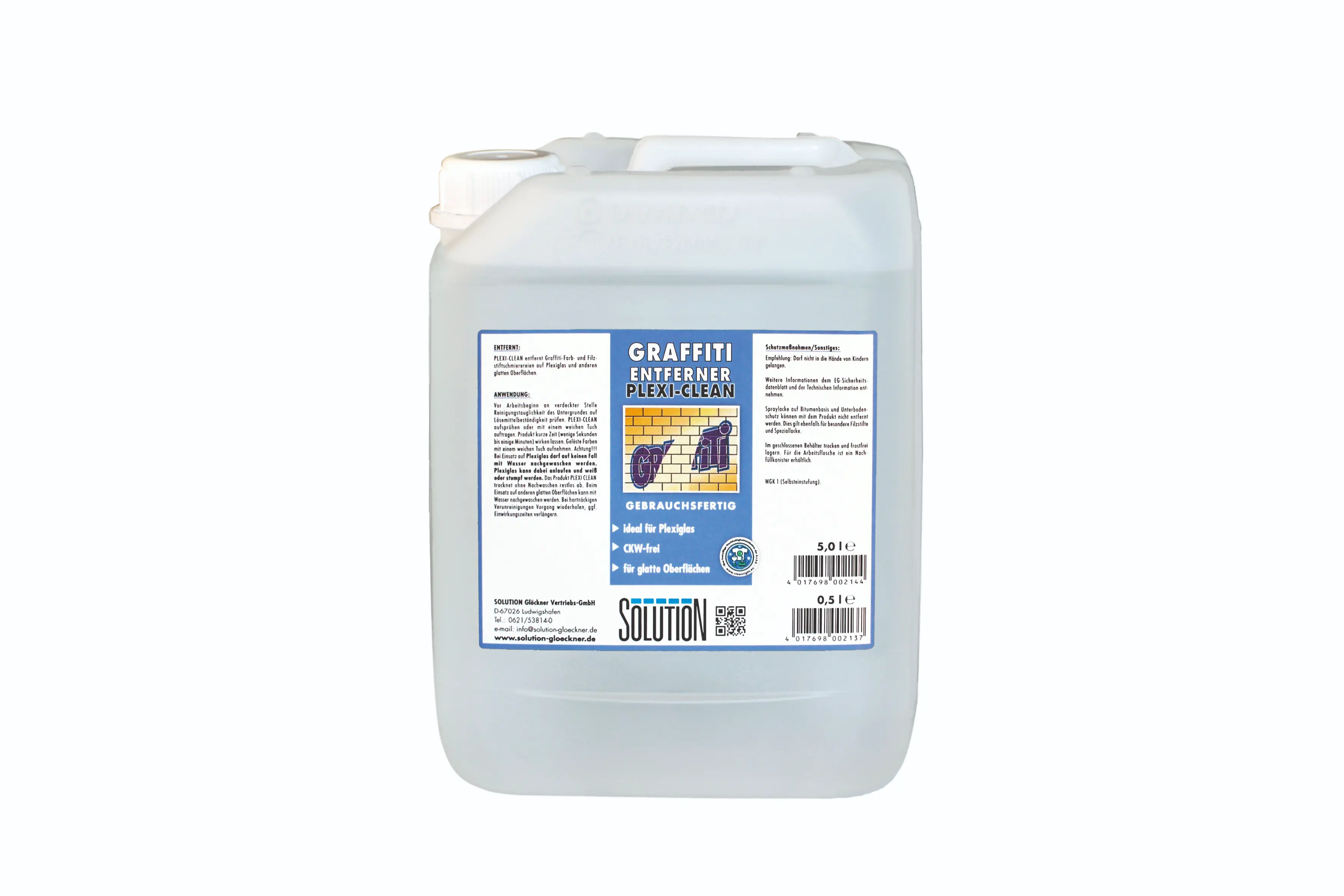 Graffiti Entferner Plexi-Clean Kanister 5 Liter von Lösung für professionelle Reinigung von glatten Oberflächen
