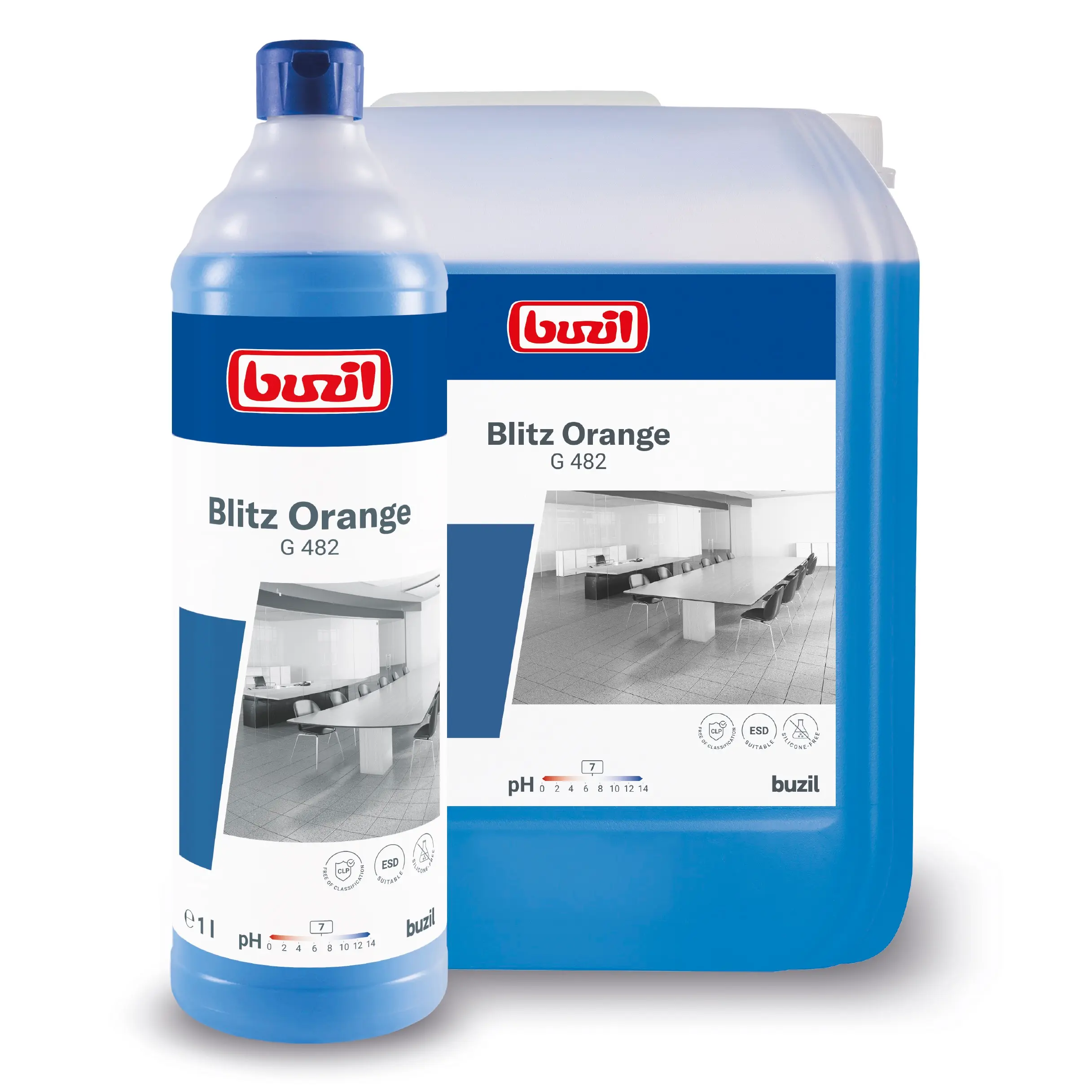 Buzil Blitz Orange G 482 Reinigungsmittel in Flasche und Kanister für professionelle Reinigung