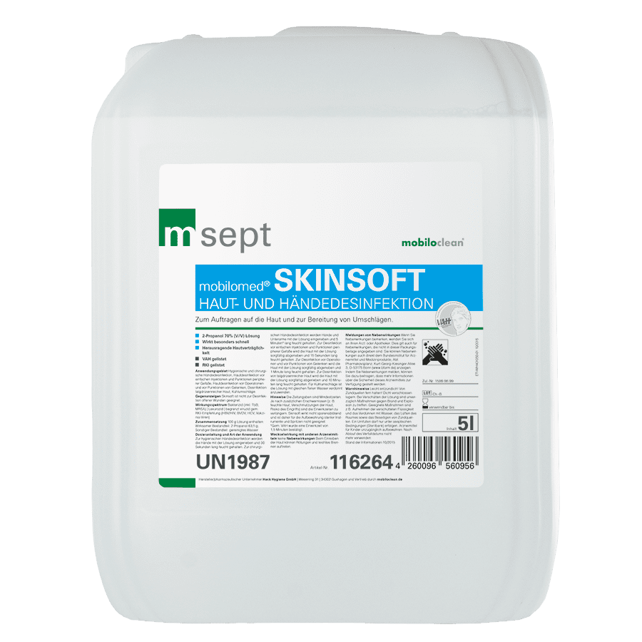 Mobilomed Skinsoft Händedesinfektionskanister 5-Liter-Kanister mobilomed Skinsoft Hand- und Hautdesinfektionsmittel