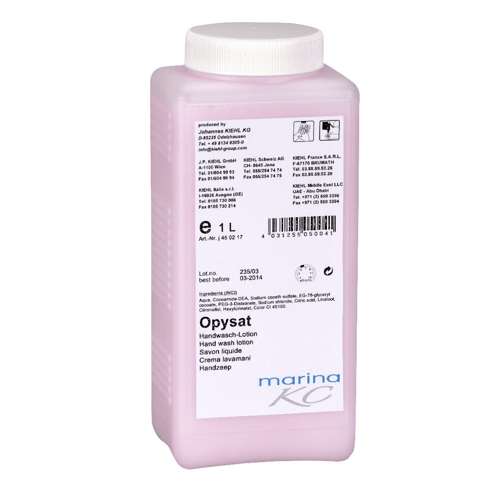 Opysat Handwaschlotion 1 Liter 1-Liter-Flasche Opysat Handwaschlotion mit sichtbaren Etikettendetails.