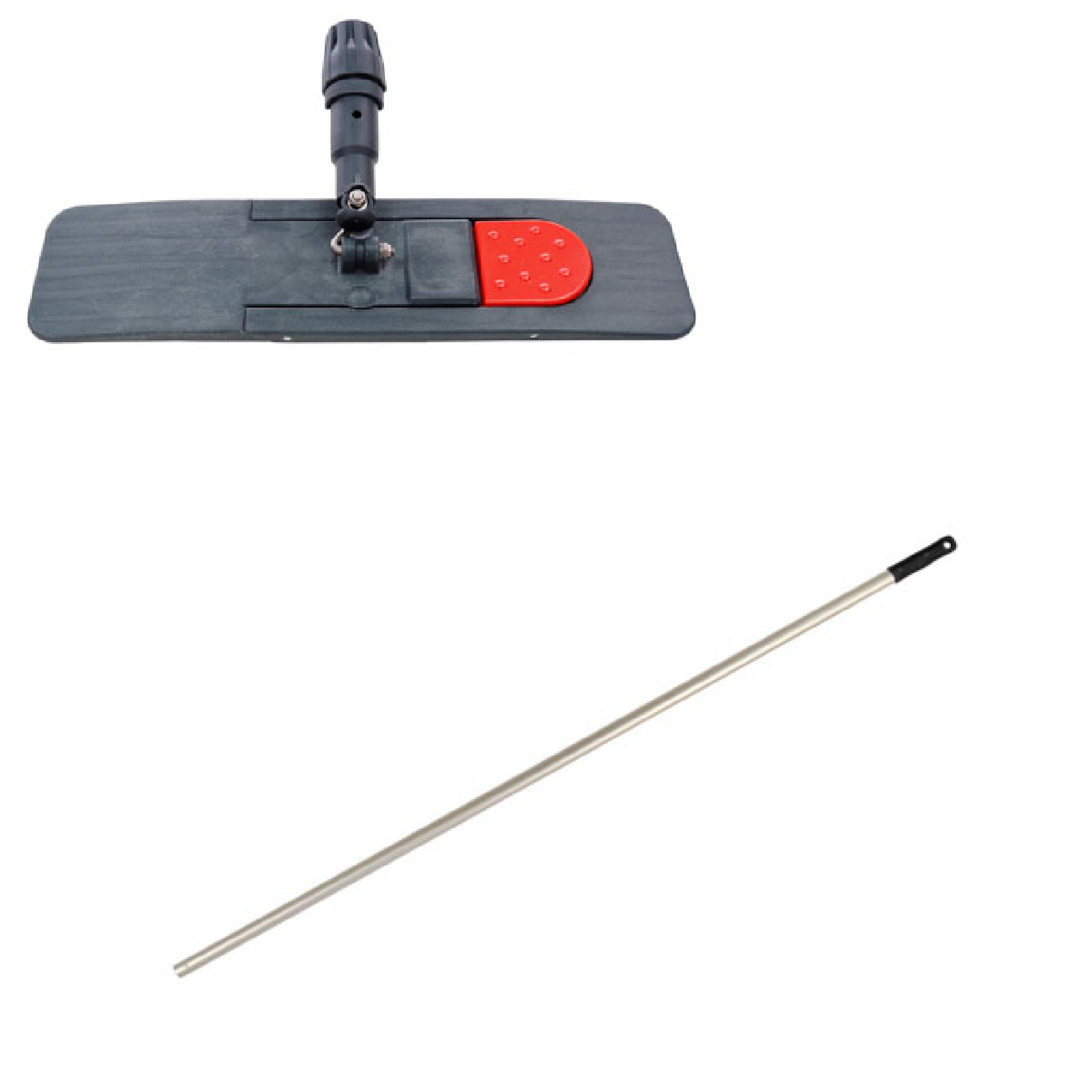 Magnetischer Numatic-Mopphalter mit rotem Entriegelungsknopf und Aluminiumgriff