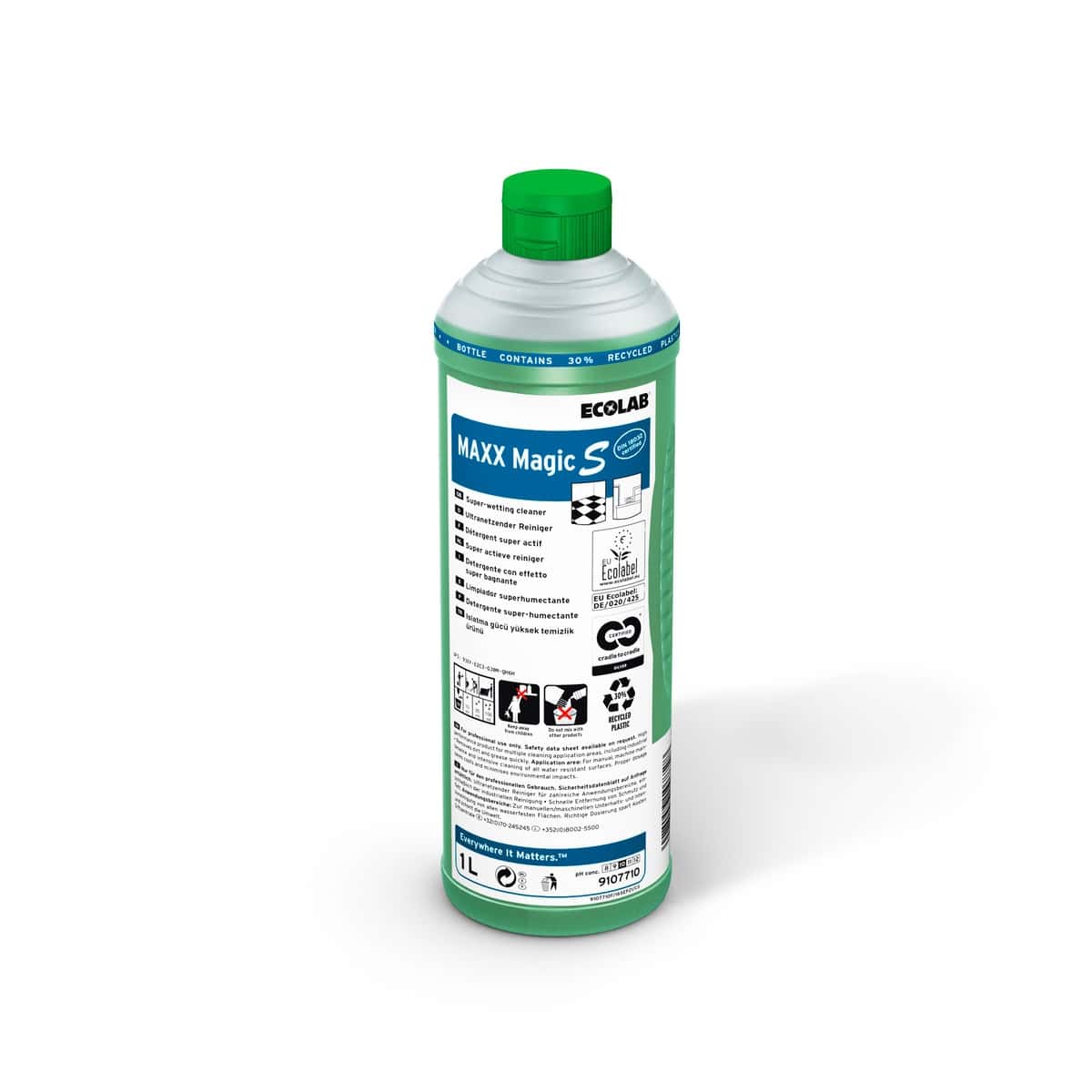 Ecolab Maxx Magic S Unterhaltsreiniger in grüner 1-Liter-Flasche mit grünem Schraubverschluss für professionelle Reinigung Ecolab Maxx Magic S Unterhaltsreiniger in grüner 1-Liter-Flasche mit grünem Schraubverschluss für professionelle Reinigung