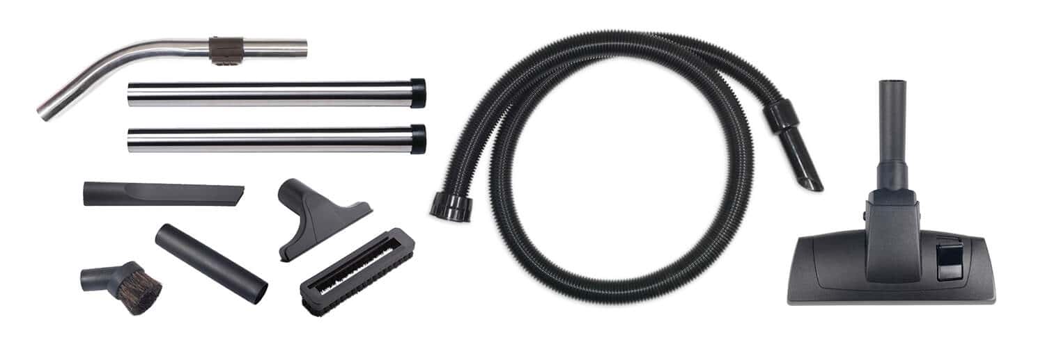 Staubsauger-Zubehörset Staubsauger-Zubehörset mit schwarzem Saugschlauch, Bodendüse, Metallrohren und verschiedenen Bürsten zur Bodenreinigung