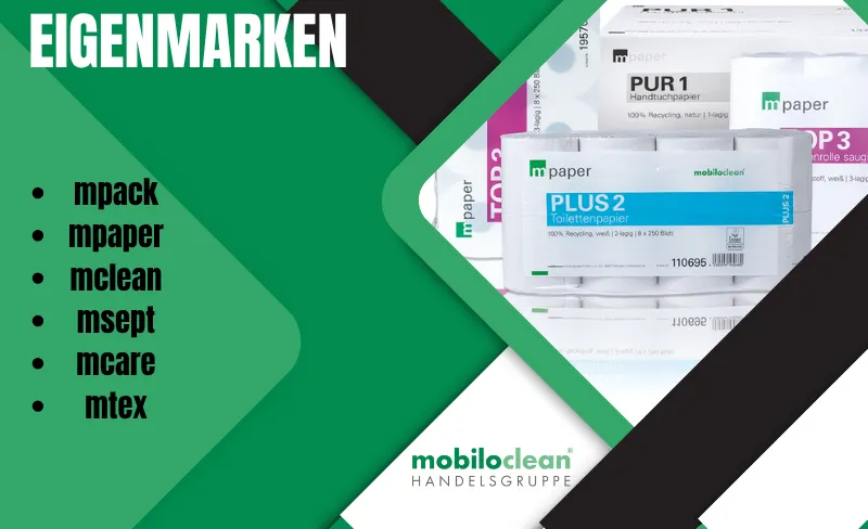 Toilettenpapier der Marke mpaper in mehreren Verpackungen für den Einsatz in der Gebäudereinigung