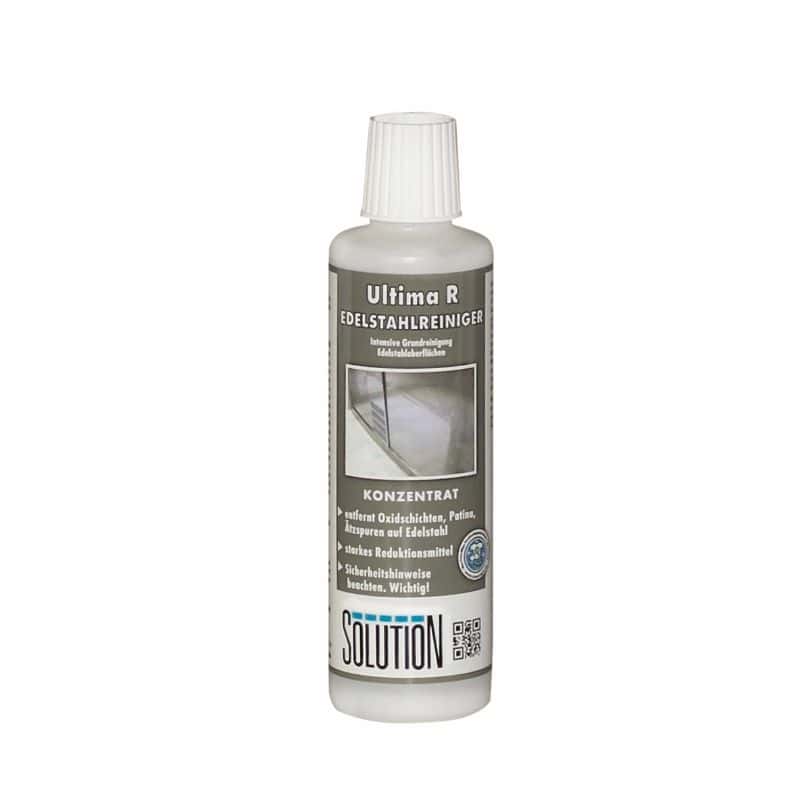 Ultima R Edelstahlreiniger-Konzentrat Ultima R Edelstahlreiniger in einer Flasche mit Etikettdetails