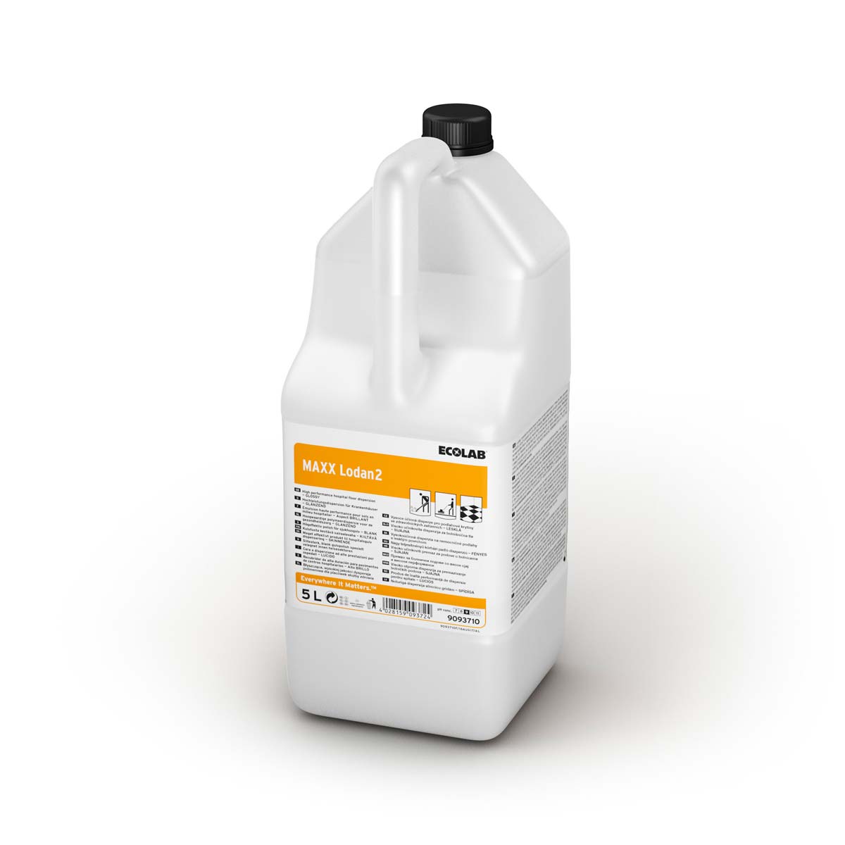Ecolab MAXX Lodan 2 Bodenreiniger im 5-Liter-Kanister mit gelbem Etikett für die professionelle Bodenpflege