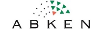 Abken-Logo mit grünen und schwarzen Dreiecken, die ein Halbkreismuster über dem schwarzen Text „ABKEN“ bilden.