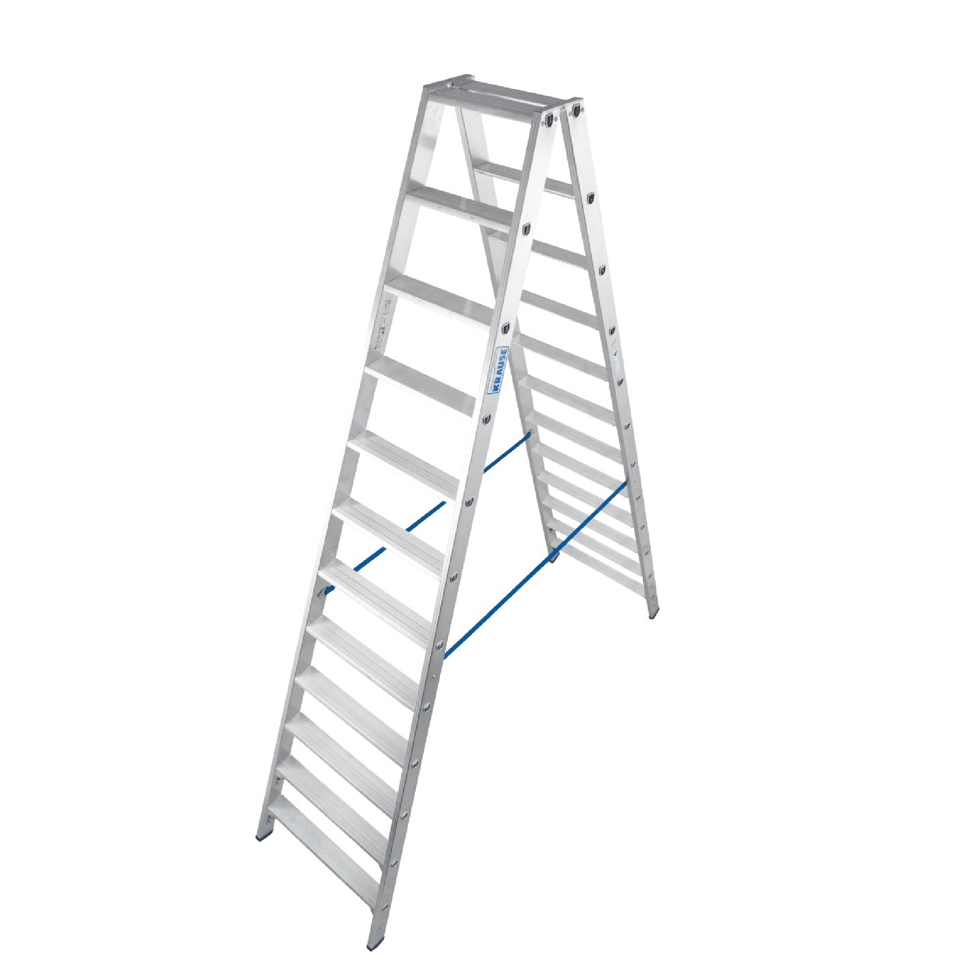 KRAUSE Aluminium-Trittleiter mit 12 Stufen Aluminium-Trittleiter mit 12 Stufen und Sicherheitsfunktionen.