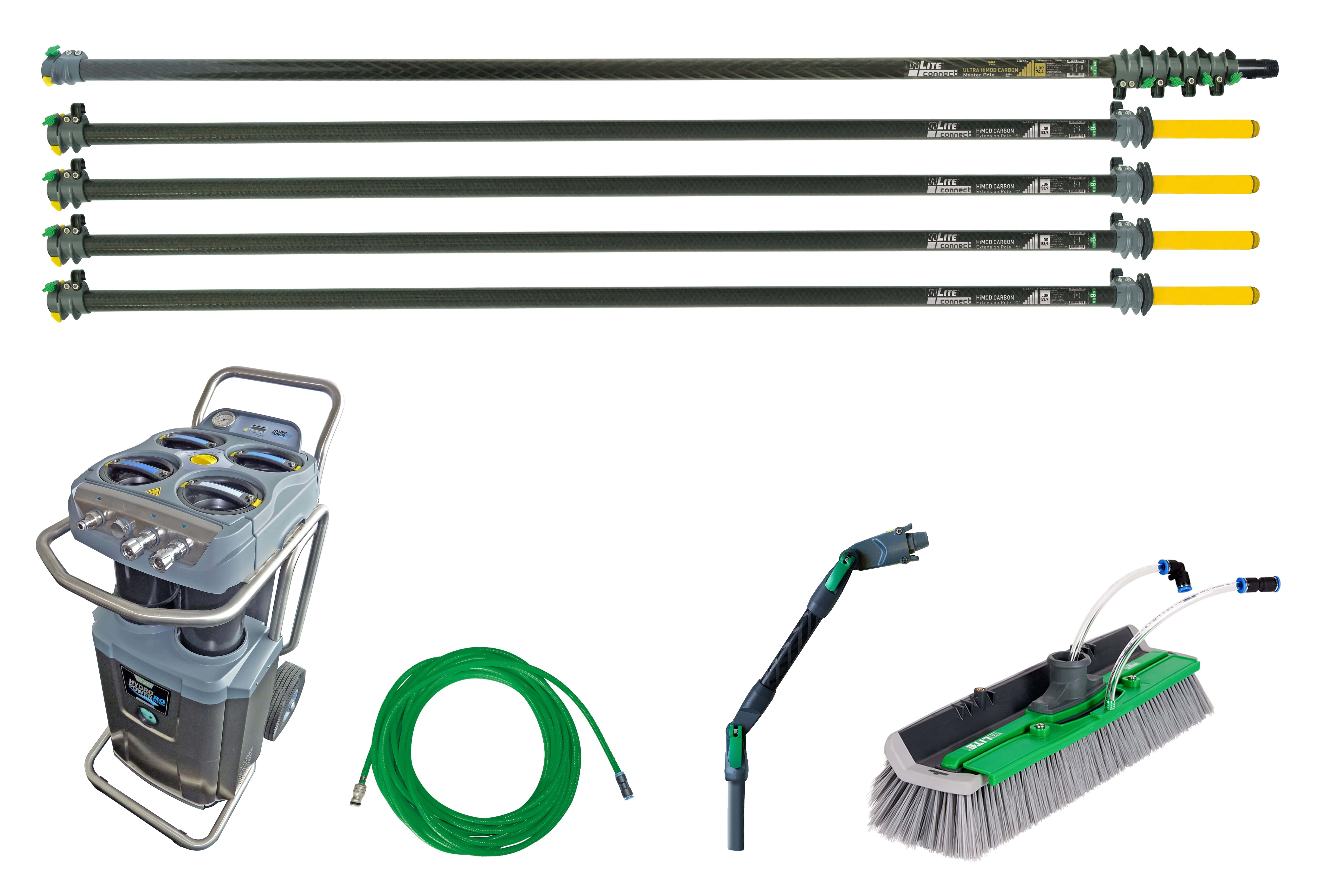 Unger HydroPower RO M Sky Rise Set Unger HydroPower RO M Sky Rise Set mit Stangen, Bürste und Wagen für die professionelle Reinigung.