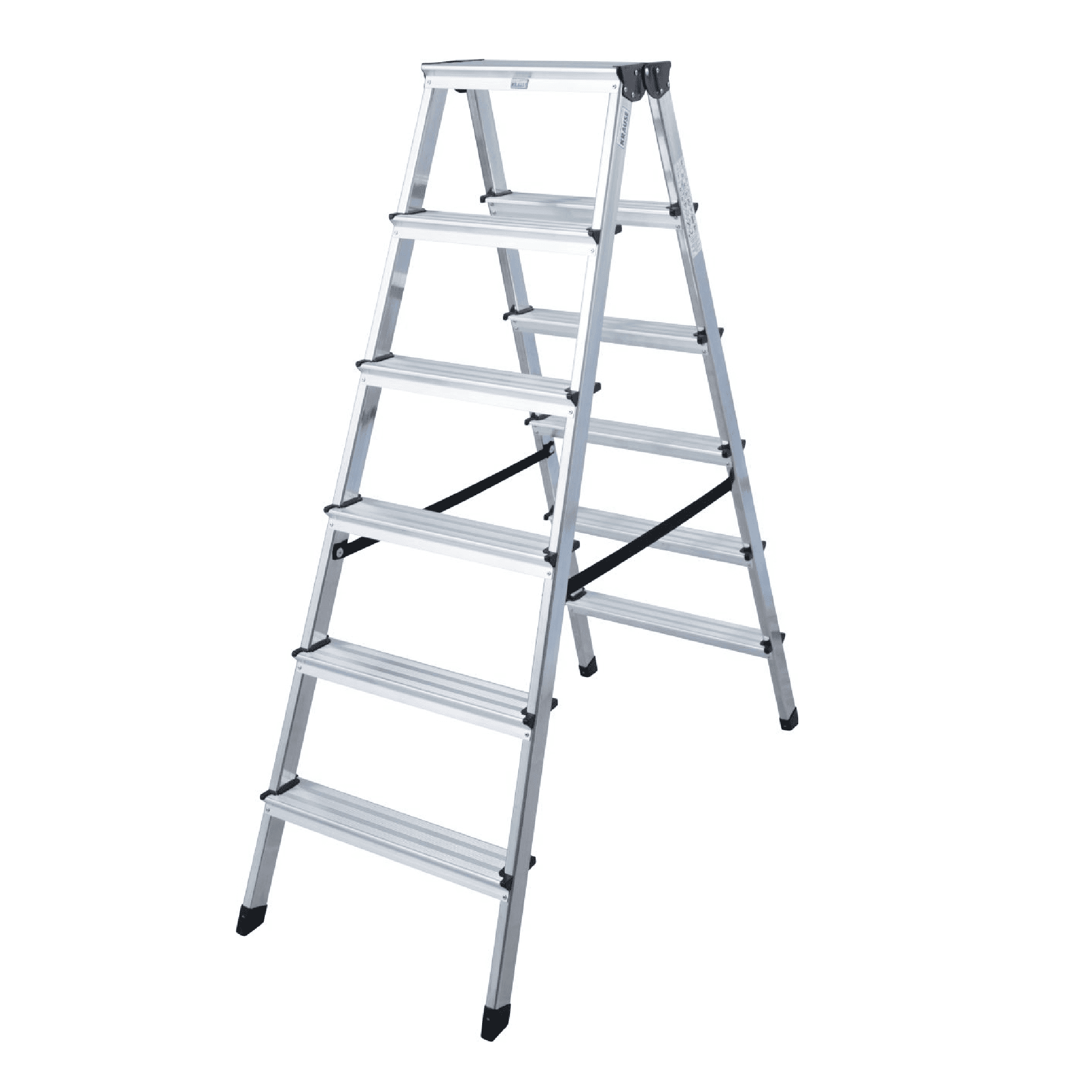 Krause Aluminium-Trittleiter Krause Aluminium-Stehleiter mit sechs breiten Stufen und Sicherheitsplattform für professionelle Arbeiten in der Gebäudeinstandhaltung