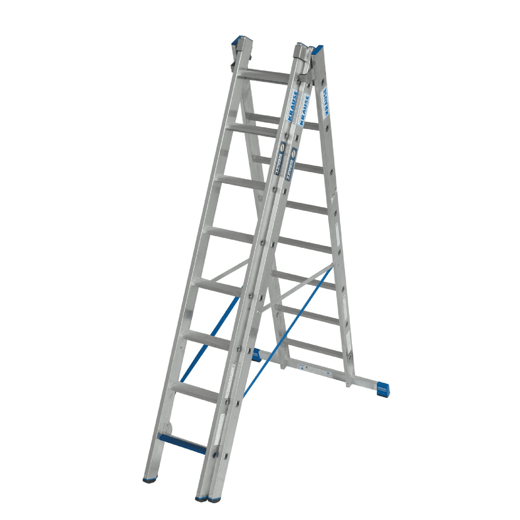 KRAUSE Profi-Aluminiumleiter KRAUSE Profi-Aluminiumleiter mit drei Abschnitten und acht Sprossen.