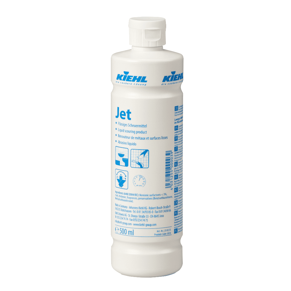 Kiehl Jet Flüssigscheuermittel 500 ml Kiehl Jet 500 ml flüssiges Scheuermittel in einer Flasche mit Etikett.
