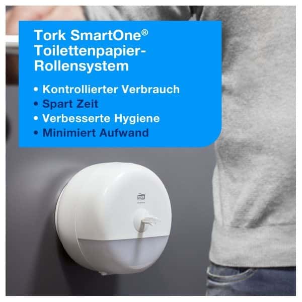 Tork SmartOne Toilettenpapierrollensystem Tork SmartOne Toilettenpapier-Rollensystem an der Wand montiert