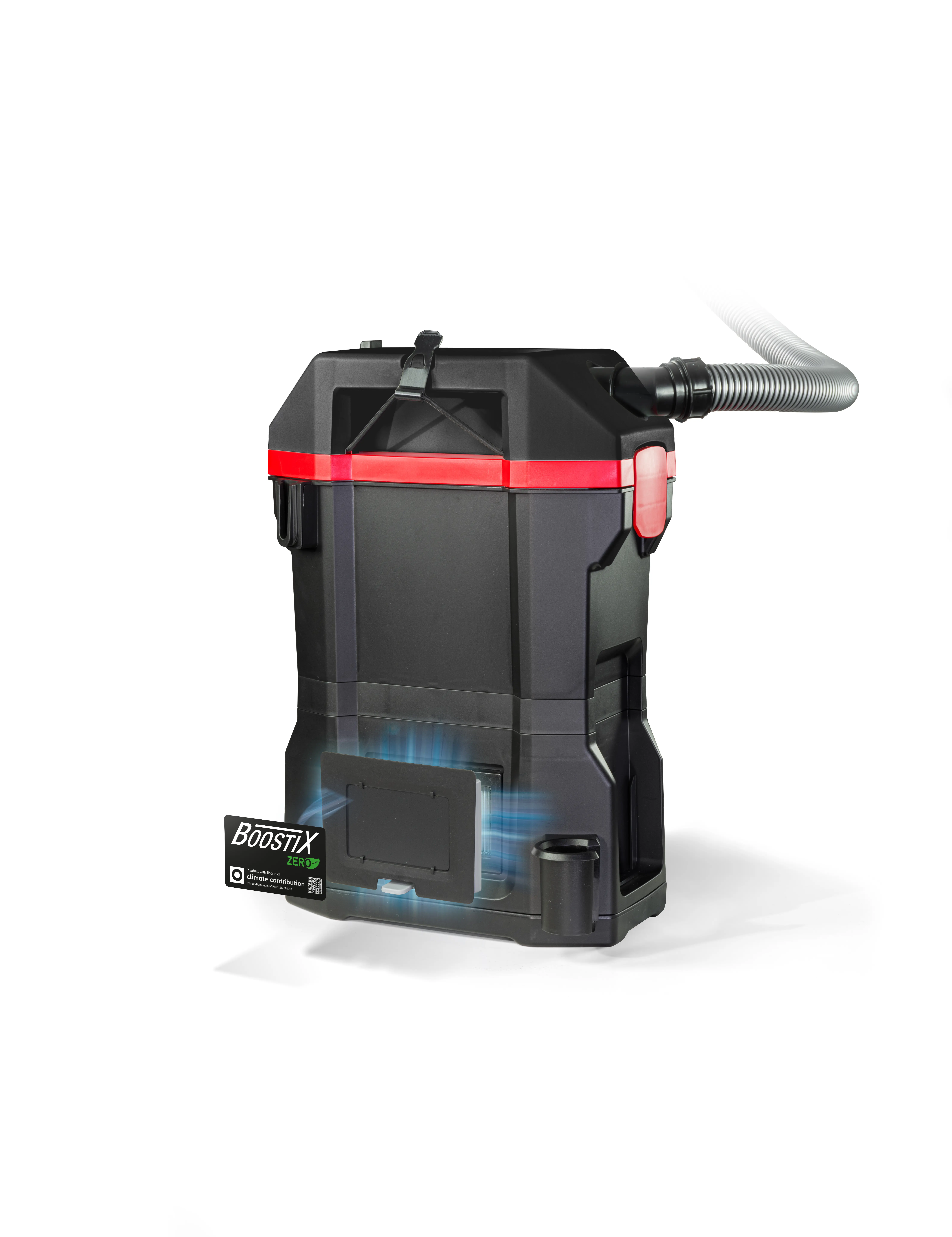 Industriesauger mit schwarzem Gehäuse und rotem Akzent für professionelle Reinigungsanwendungen Industriesauger mit schwarzem Gehäuse und rotem Akzent für professionelle Reinigungsanwendungen