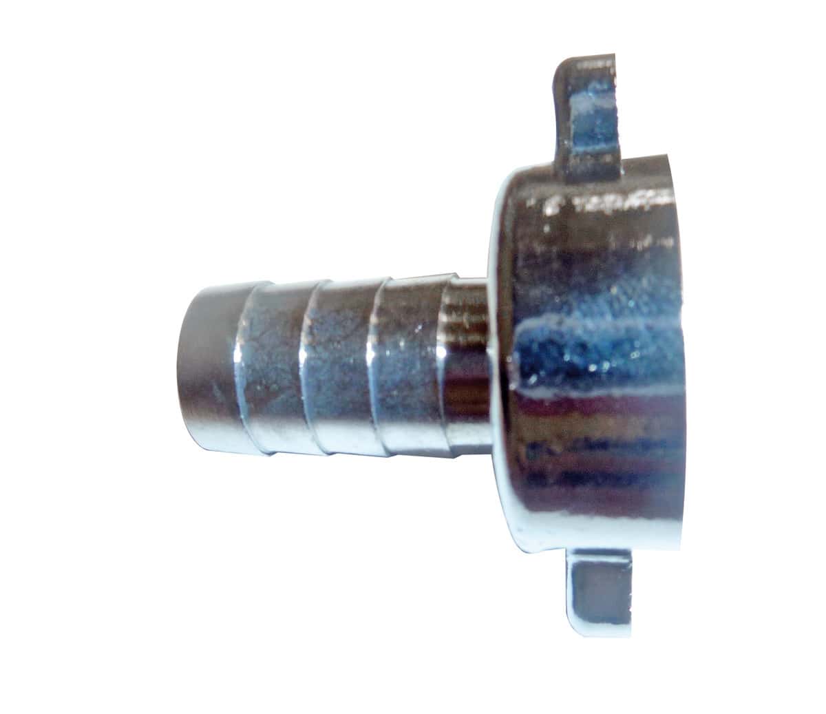 HiFlo RO30/60 Schlauchanschluss HiFlo RO30/60 Schlauchanschluss in Metallic-Optik, Seitenansicht.