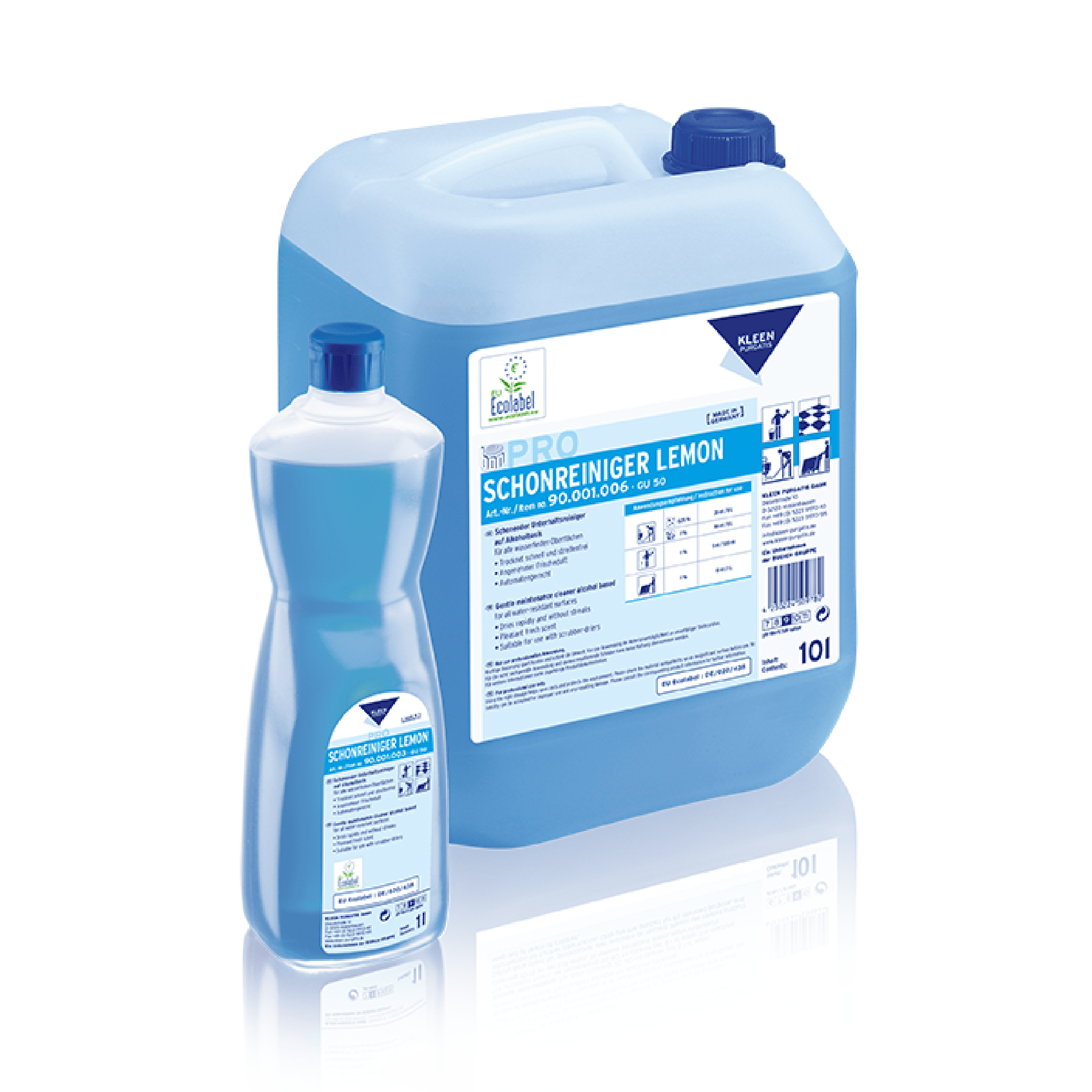 Kleen Pro Zitronenreiniger in Flasche und Kanister Kleen Pro Zitronenreiniger in Flasche und Kanister mit Etiketten