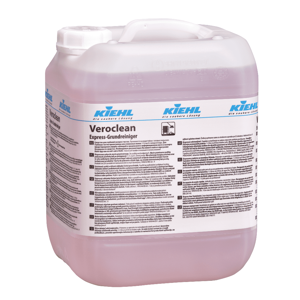 Kiehl Veroclean Express-Grundreiniger im Kanister mit lila Flüssigkeit für professionelle Gebäudereinigung Kiehl Veroclean Express-Grundreiniger im Kanister mit lila Flüssigkeit für professionelle Gebäudereinigung