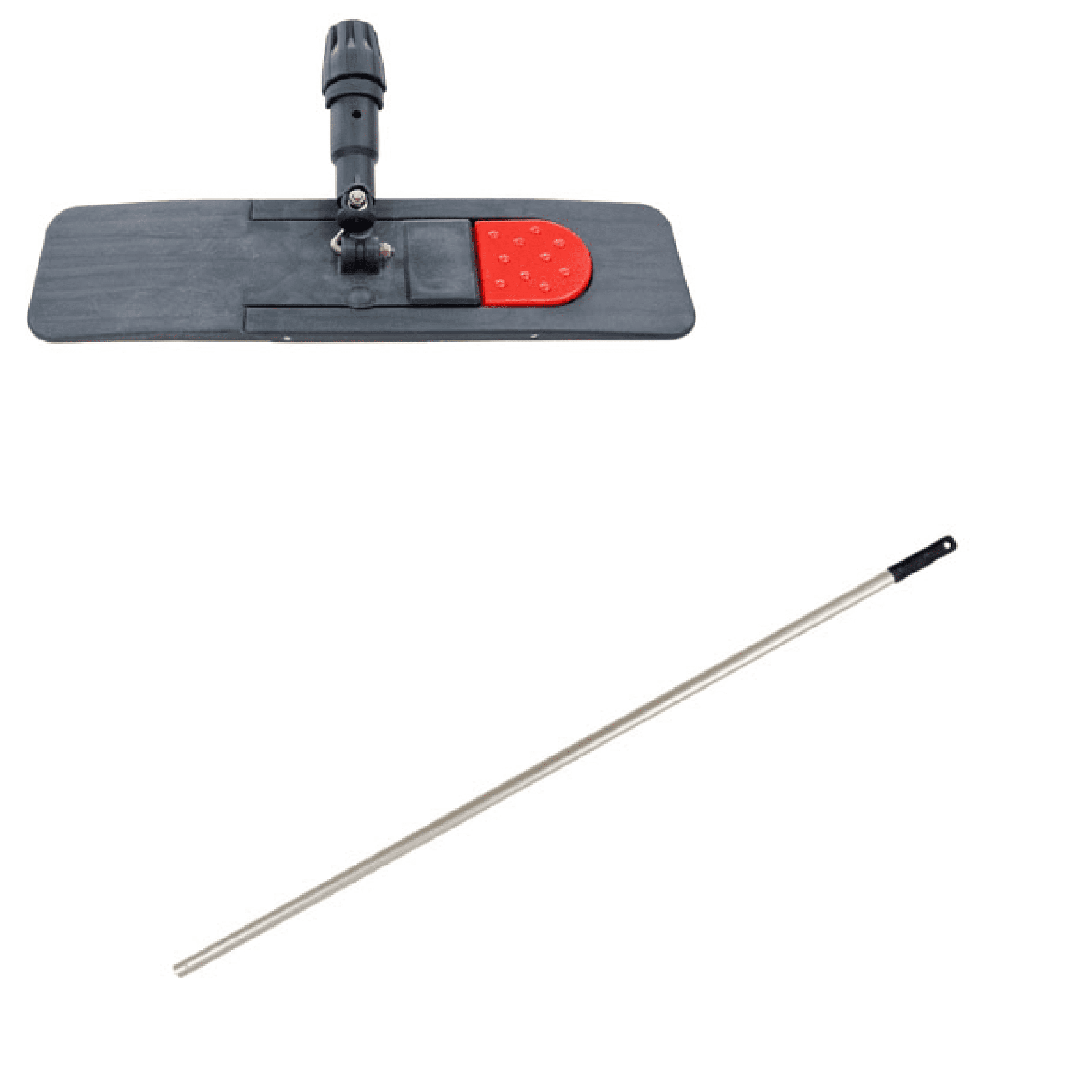 Numatic Magnetischer Mopphalter mit Aluminiumgriff Magnetischer Numatic-Mopphalter mit rotem Entriegelungsknopf und Aluminiumgriff für die Bodenreinigung