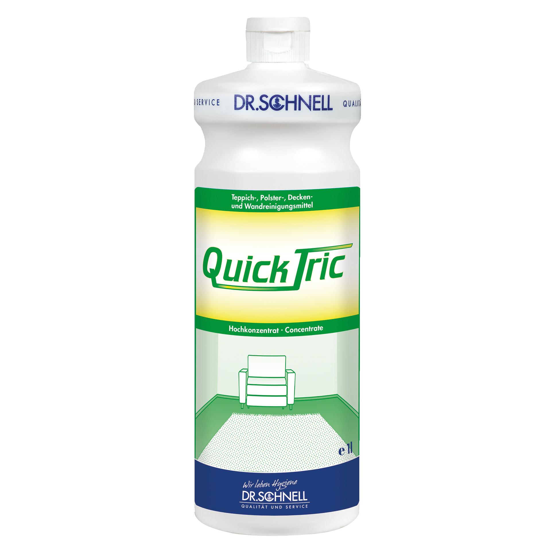 Dr. Schnell Quick Tric Teppich- und Polsterreiniger in der 1-Liter-Dosierflasche für die professionelle Gebäudereinigung