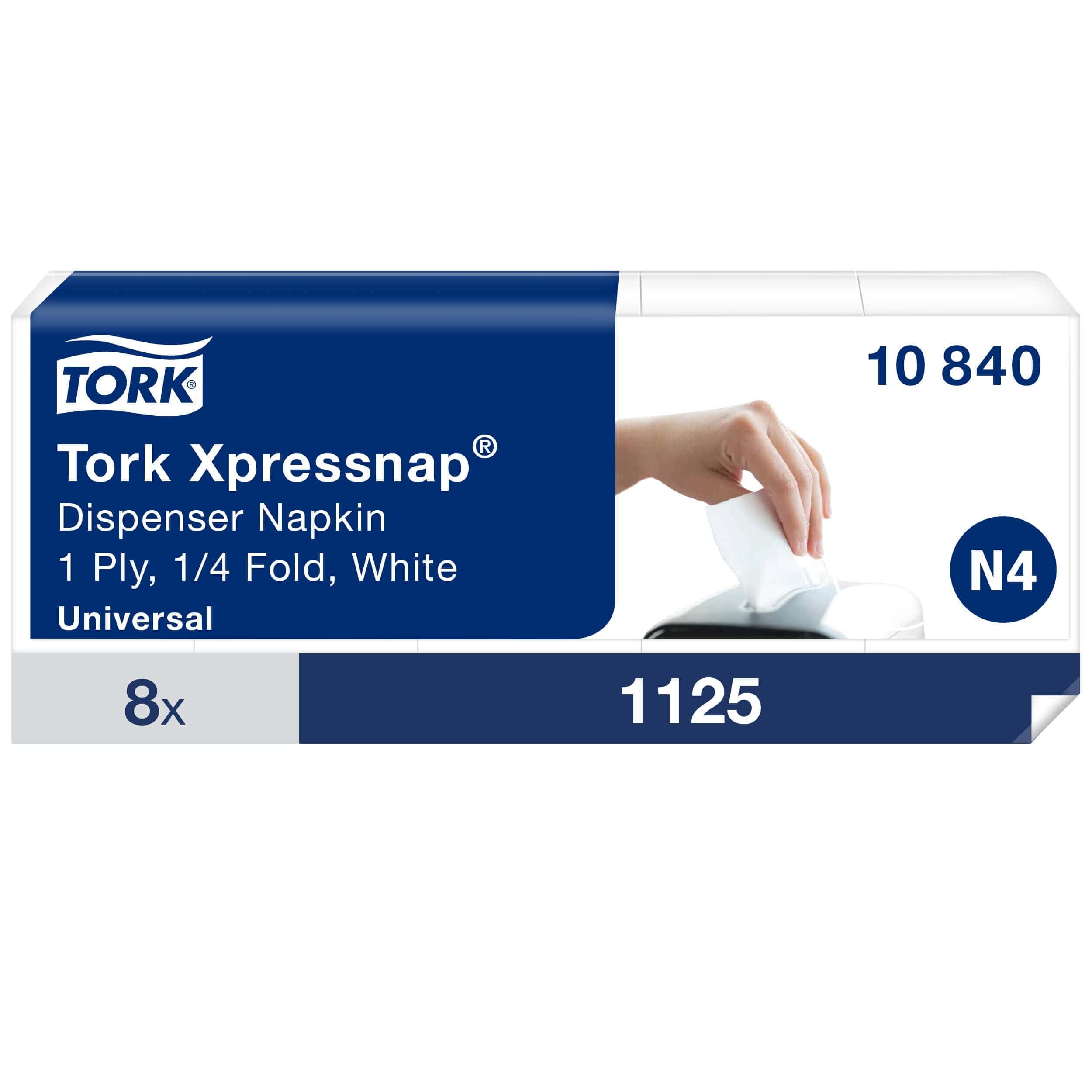 Tork Xpressnap Spenderservietten N4 Tork Xpressnap Spenderservietten im weißen 1-lagigen 1/4-Falzformat für den professionellen gewerblichen Einsatz im N4-System