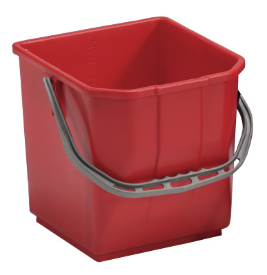 TTS Cleaning roter rechteckiger 25-Liter-Eimer mit grauem Kunststoffgriff