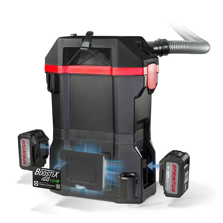 Sprintus BoostiX iGO ZERO Akku-Staubsauger Sprintus Akku-Rucksacksauger BoostiX iGO ZERO mit zwei Batterien und Saugschlauch.