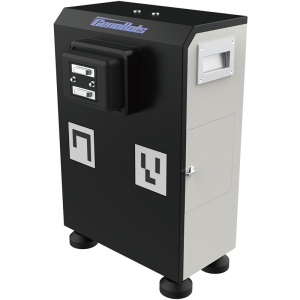 cenobots workstatinvon TeamBuds mit schwarzem Gehäuse und Bedienfeld für professionelle Reinigungseinsätze