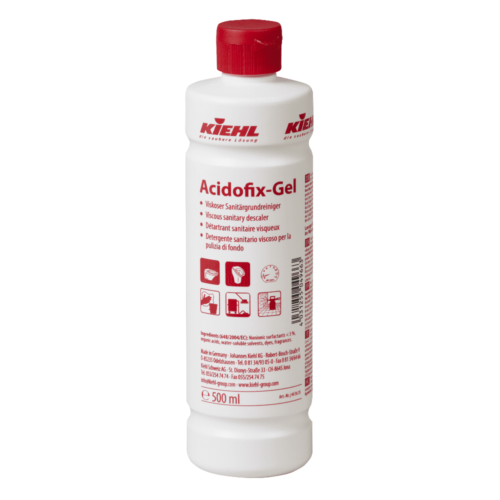 Kiehl Acidofix Gel Sanitärreiniger Kiehl Acidofix Gel Sanitärreiniger in der 500 ml Dosierflasche mit rotem Verschluss für die professionelle Sanitärreinigung