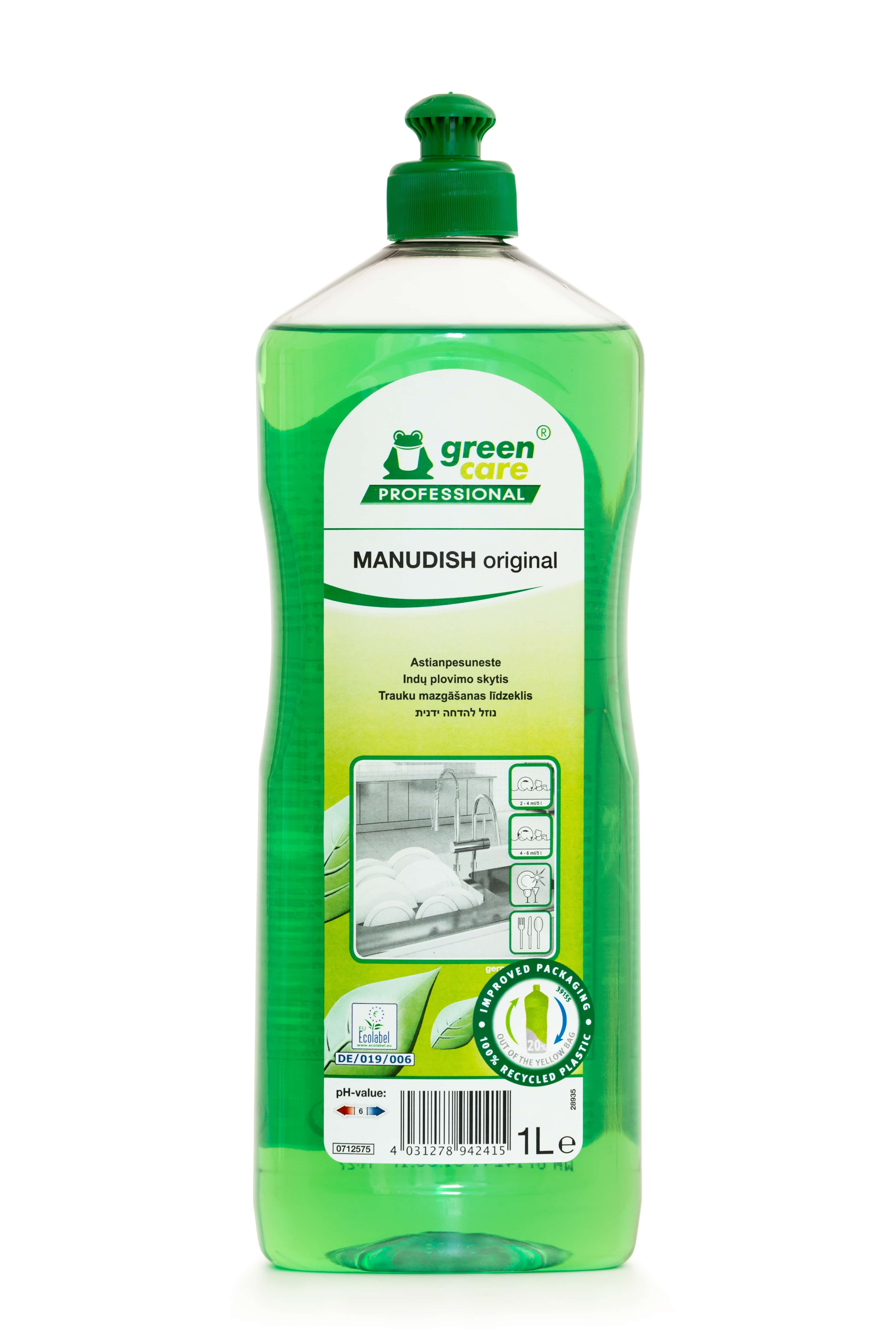 Green Care Professional MANUDISH Geschirrspülmittel Green Care Professional MANUDISH Original-Geschirrspülmittel in der 1-Liter-Flasche.