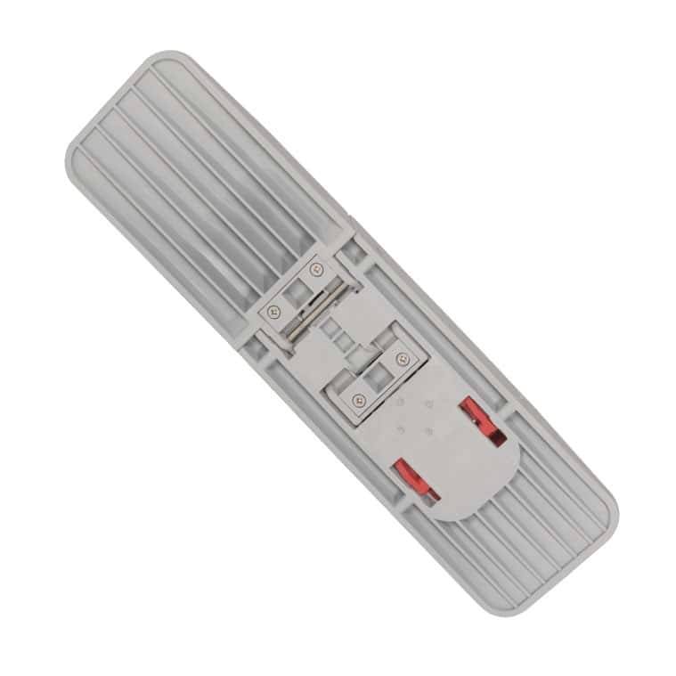 Verstellbarer Mopphalter für Reinigungspads Grauer Mopphalter mit verstellbaren Clips für Reinigungspads.