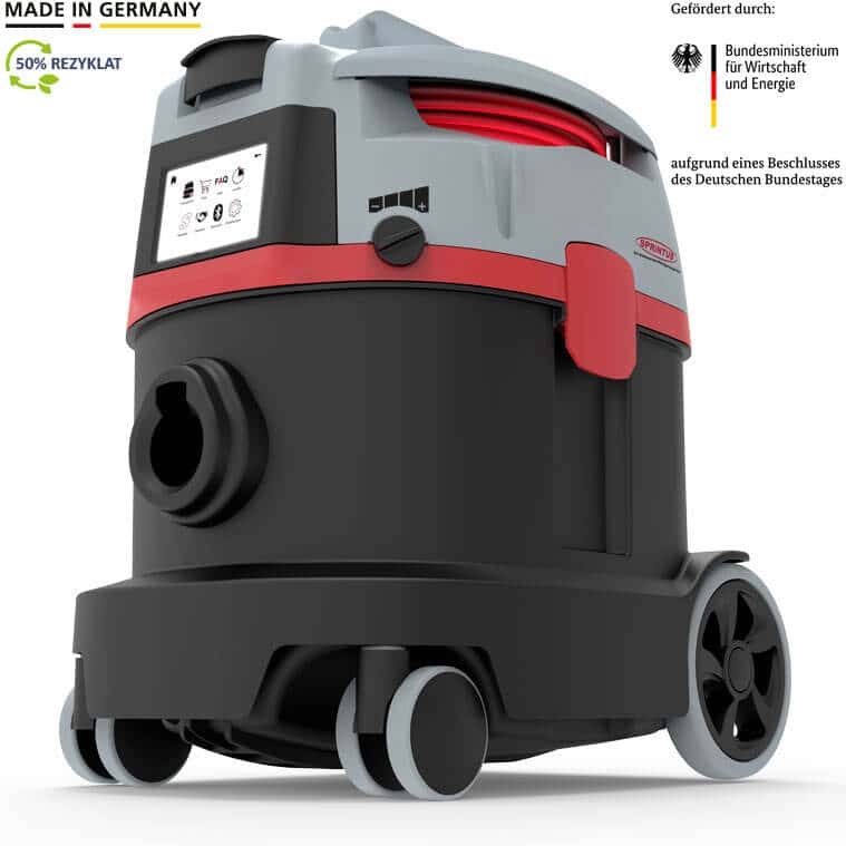 Industriestaubsauger Sprintus mit Digitalanzeige Industriestaubsauger Sprintus mit Digitalanzeige und graurotem Gehäuse für die professionelle Gebäudereinigung