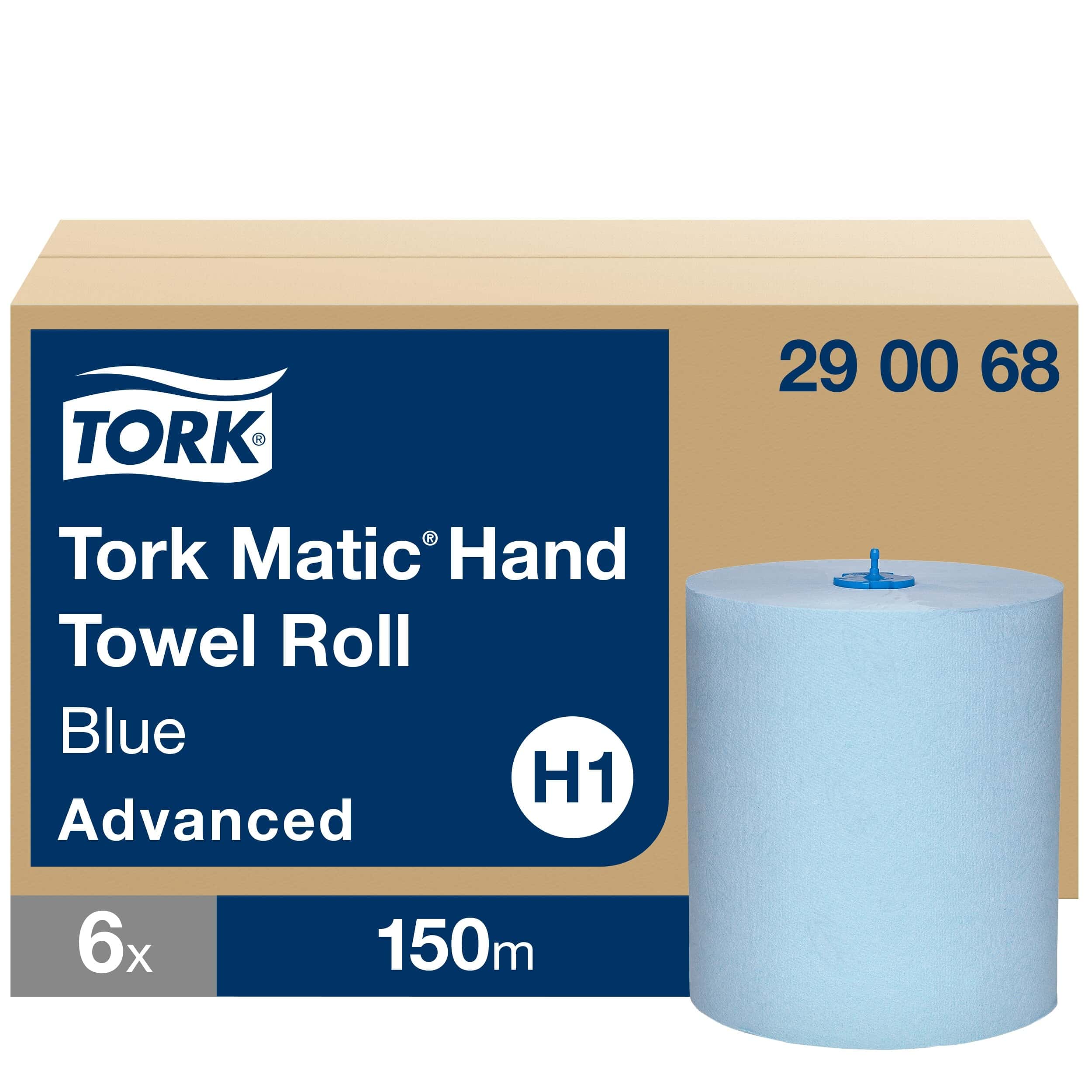 Tork Matic Handtuchrolle Blau Tork Matic® blaue Handtuchrolle in Verpackung, 150 m Länge.